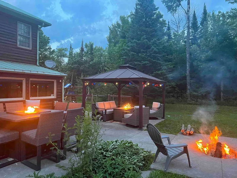Backyard patio at dusk at one of our properties